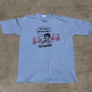 Vintage 80s Belton San Francisco Fisherman's Wharf Crabs T-Shirt Blue Mens L USA